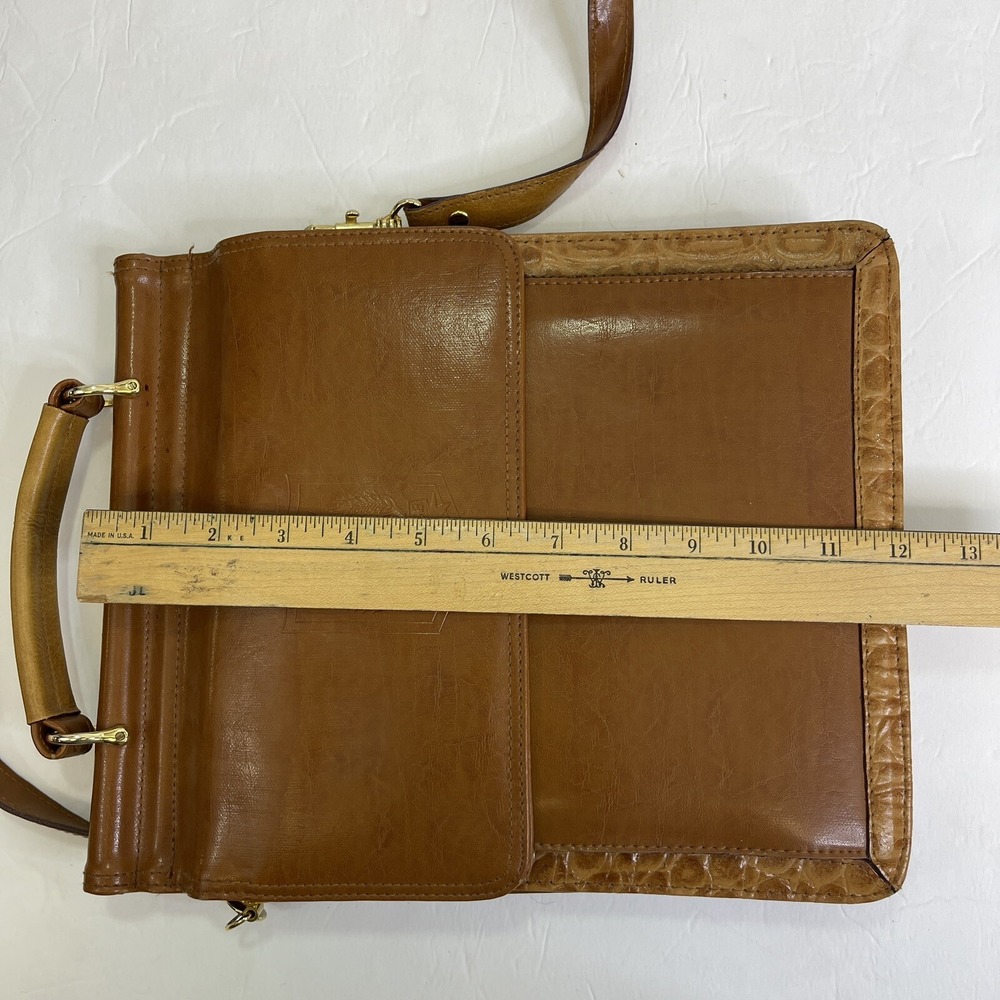 BelleRose  Messenger Bag Crossbody Purse Brown Leather Organizer Handbag 12x10x5 - Picture 9 of 14